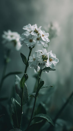 White flowers in the garden. Selective focus. Toned.の写真素材