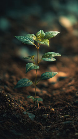 Balsa with small fresh leaves, growing upright in fertile soil, sunlight filtering gently, realistic...
