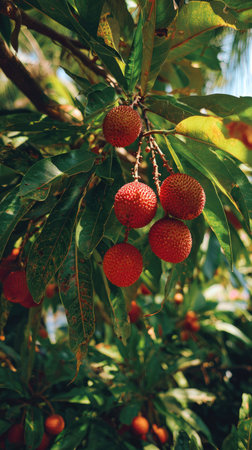 The Salak in summer, Bright sunlight pierces dense foliage, the air feels hot, natural.の写真素材