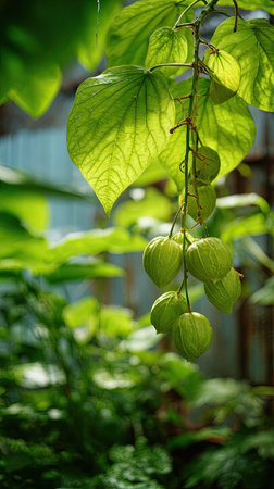 In spring, fresh green leaves, soft sunlight filtering, vibrant atmosphere full of vitality, natural textures, serene mood.の写真素材
