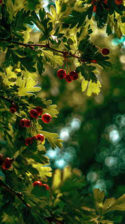 The Hawthorn in summer, Bright sunlight pierces dense foliage, the air feels hot, natural.