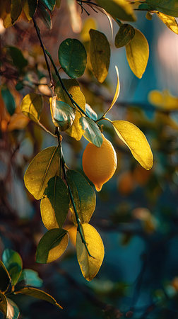 The Lemon at dawn, soft golden sunlight kissing leaves, clean air, natural color tone.