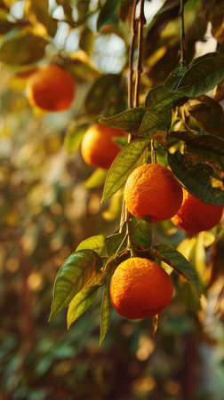 The Tangerine at dawn, soft golden sunlight kissing leaves, clean air, natural color tone.