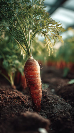 A wide shot of Carrot swaying gently in the wind, realistic photography style, bright and vivid...