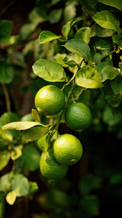 A wide shot of Lime tree swaying gently in the wind, realistic photography style, bright and vivid colors, natural lighting.の写真素材