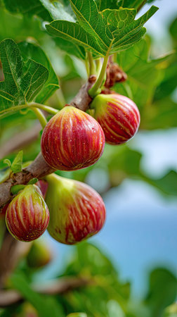 A wide shot of Fig swaying gently in the wind, realistic photography style, bright and vivid colors,...