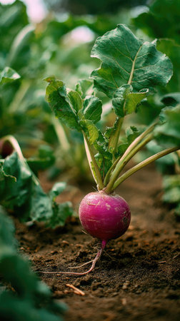 A wide shot of Turnip swaying gently in the wind, realistic photography style, bright and vivid...