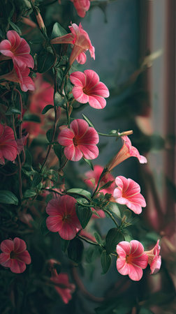 A wide shot of Streptosolen swaying gently in the wind, realistic photography style, bright and...