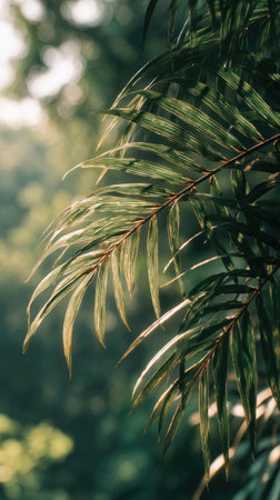 A detailed photograph of a single Cuban mahogany, swaying gently in the wind, captured in natural...
