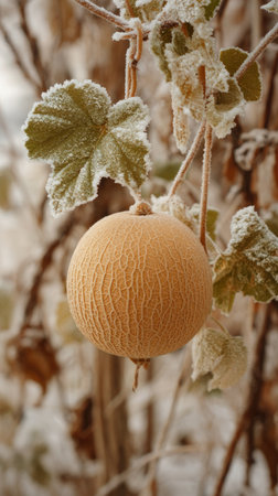 The Cantaloupe in winter, chilling air envelops, a few lingering leaves tremble, still atmosphere, clean.の写真素材