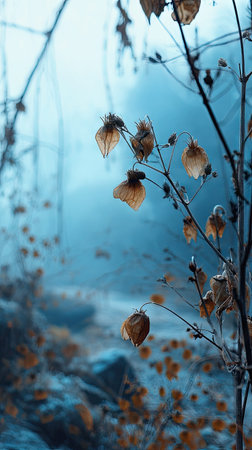 The Maca in winter, chilling air envelops, a few lingering leaves tremble, still atmosphere, clean.の写真素材