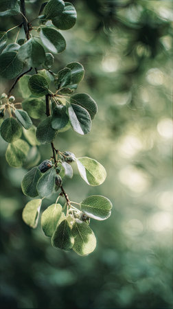 A detailed photograph of a single Serviceberry, swaying gently in the wind, captured in natural...