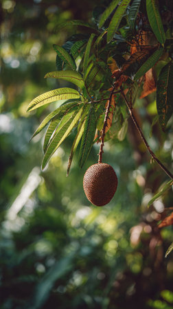 A detailed photograph of a single Salak, swaying gently in the wind, captured in natural daylight....
