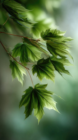 A detailed photograph of a single Sycamore maple, swaying gently in the wind, captured in natural...