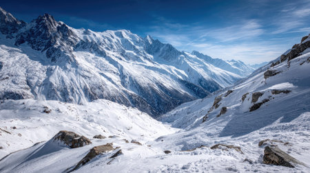 A photograph of Alpine mountains 486 with high alpine plateau, alpine forest edge, snowy alpine...