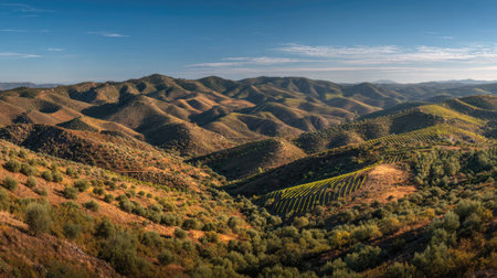 A photograph of Iberian peninsula hills 324 with iberian countryside hills with distant valleys,...