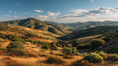 A photograph of Iberian peninsula hills 445 with iberian rural hill landscape, mediterranean scrub...