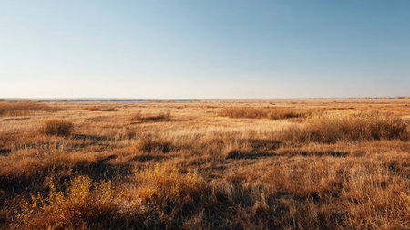 A photograph of Eastern European plains 186 with open steppe horizon landscape, open grassland...
