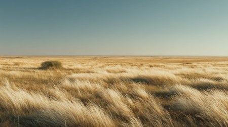 A photograph of Eastern European plains 297 with open steppe horizon landscape, tall steppe grasses,...