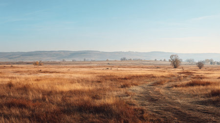 A photograph of Eastern European plains 308 with eastern european farmland plains, dry grass...