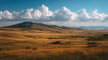 A photograph of Eastern European plains 187 with rolling eastern european steppe, open grassland...