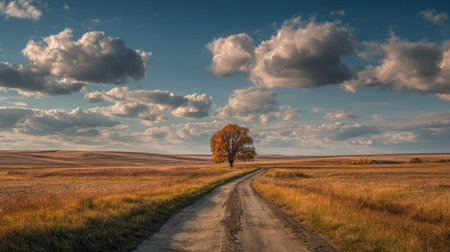 A photograph of Eastern European plains 428 with open countryside plains panorama, tree lined rural...