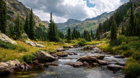 A photograph of Rocky Mountains wilderness 16 with rocky mountain basin landscape, rocky mountain...