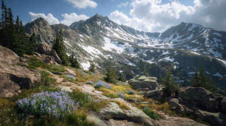 A photograph of Rocky Mountains wilderness 483 with rocky mountain wilderness ridge, wild mountain...