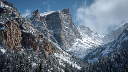 A photograph of Rocky Mountains wilderness 338 with rocky mountain high alpine valley, rocky...