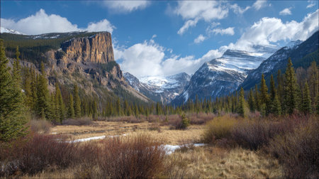A photograph of Rocky Mountains wilderness 340 with rocky mountain glacier valley, rocky mountain...