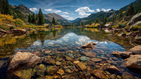 A photograph of Rocky Mountains wilderness 367 with rocky mountain lake basin, rocky mountain lake...