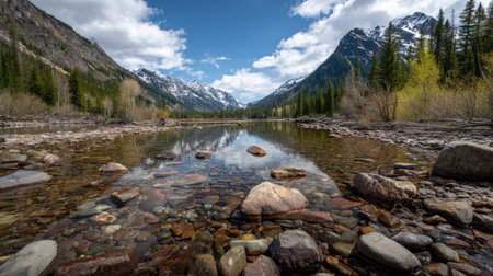 A photograph of Rocky Mountains wilderness 4 with rocky mountain alpine pass, rocky mountain lake...
