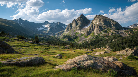 A photograph of Rocky Mountains wilderness 184 with rocky mountain wilderness basin, alpine valley...
