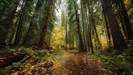 A photograph of Pacific Northwest forests 255 with pacific northwest forest ridge, rain soaked...