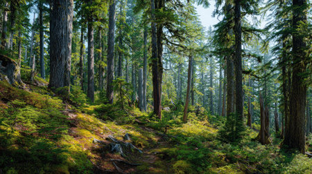 A photograph of Pacific Northwest forests 385 with pacific northwest forest plateau, giant conifer...