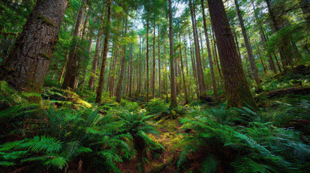 A photograph of Pacific Northwest forests 104 with pacific northwest forest wilderness, fern filled...