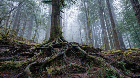 A photograph of Pacific Northwest forests 347 with pacific northwest forest canyon, ancient tree...
