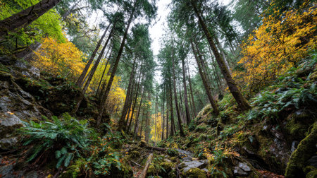 A photograph of Pacific Northwest forests 22 with coastal forest cliffs, coastal forest plants,...