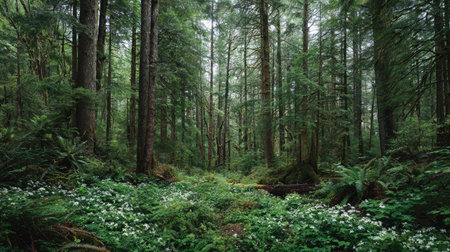 A photograph of Pacific Northwest forests 386 with pacific northwest temperate rainforest,...