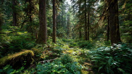A photograph of Pacific Northwest forests 377 with pacific northwest temperate rainforest, shaded...