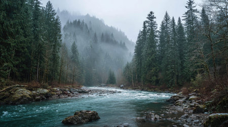 A photograph of Pacific Northwest forests 179 with pacific northwest forest ridge, forest stream...