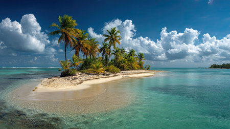 A photograph of Caribbean tropical islands 181 with caribbean tropical island beach, sandy soil,...
