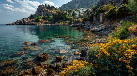 A photograph of Turkey 90 with egean coastal village, wild herbs, turkish spring, ultra realistic...