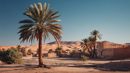 A photograph of Morocco 10 with merzouga sand sea, date palm oasis, moroccan summer, ultra realistic...