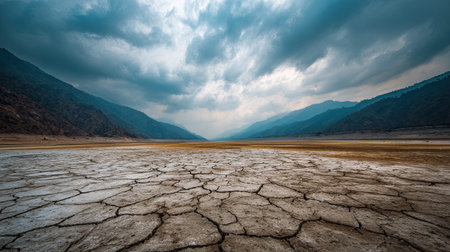 A photograph of India 15 with himalayan foothills valley, salt crust textures, indian monsoon...