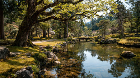 A photograph of nara deer park landscape, japanese maple trees, japanese spring, ultra realistic...