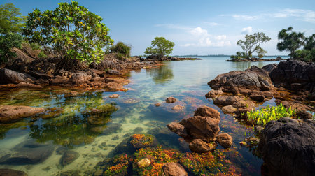 A photograph of VietNam 101 with phu quoc coral beach, freshwater lake plants, vietnamese spring,...