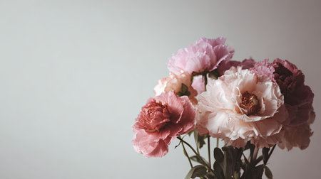 flower bouquet minimal, soft light, social media, clean organic, soft neutral, diffused daylight,blurred background, no text, copy space, commercial stock photo