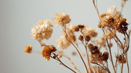 dried flowers aesthetic, neutral background, social media, modern botanical, light monochrome, soft natural light,balanced layout, no text, copy space, commercial stock photo
