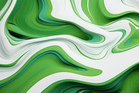 Green and white waves abstract background. AI generated.の素材